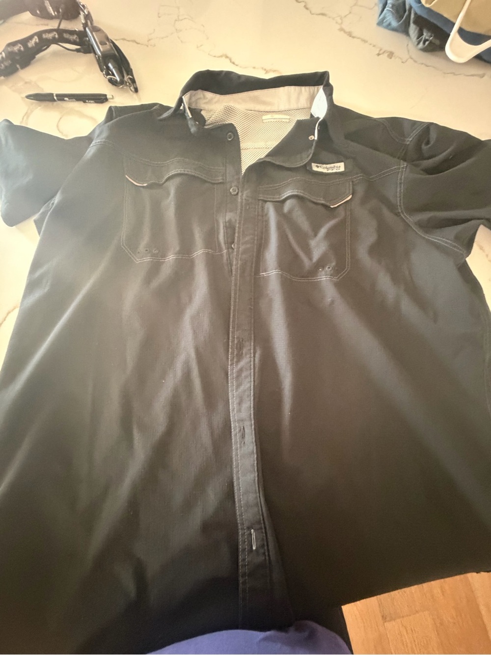 Columbia
 fishing pfg Men's Black Short-Sleeve Work Shirt